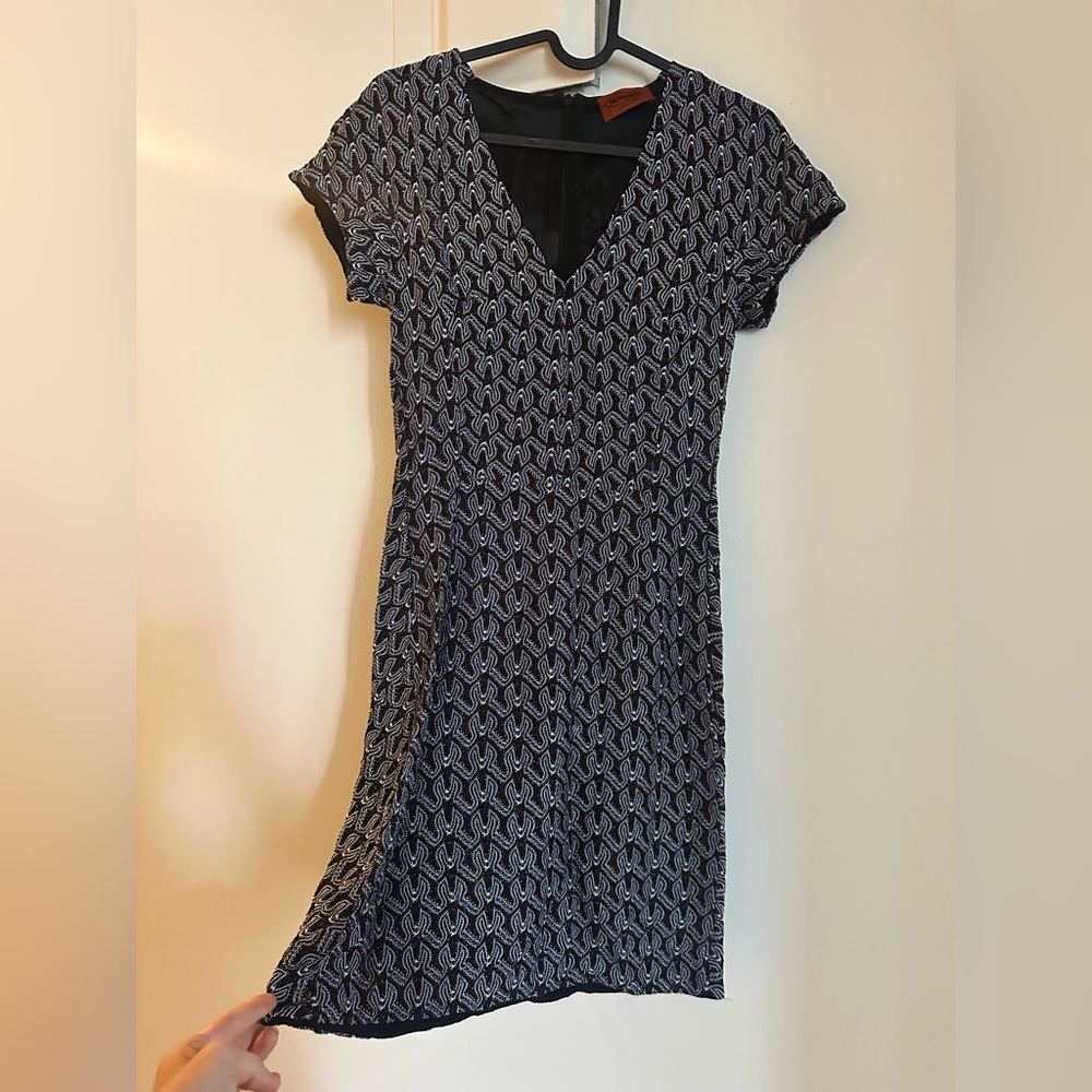 Missoni Black and White and Blue Textured Knit Mini Dress - Size 38 (size 2, XS)